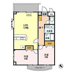 サニーコート18 2LDKの間取図画像