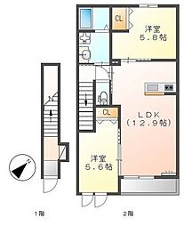 ノアール 2LDKの間取図画像