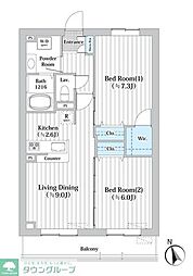 COURTBREEZE船橋中山 2LDKの間取図画像