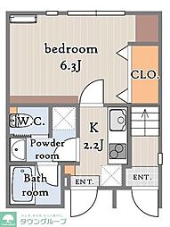 Greige West 1Kの間取図画像