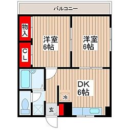 エステートピア66 2DKの間取図画像