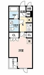 STELLACOURT行徳 1Kの間取図画像