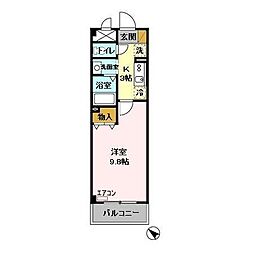 ラ・ヴェーヌ 1Kの間取図画像
