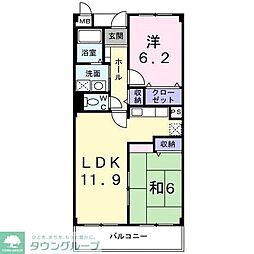 ジュネス弐番館 2LDKの間取図画像