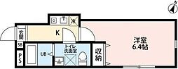Reberty平井 1Kの間取図画像