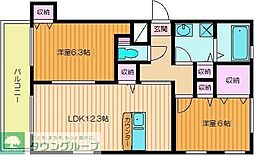オフィールソール 2LDKの間取図画像