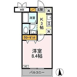 ベイグランデ 1Kの間取図画像
