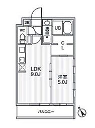 市川市平田4丁目マンション 1LDKの間取図画像