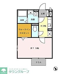 Ｔ・Ｋブラウン 1階1Kの間取り