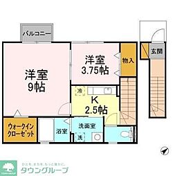 スマートＦII 2階2Kの間取り