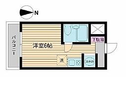 ポルタビアンカ 2階ワンルームの間取り