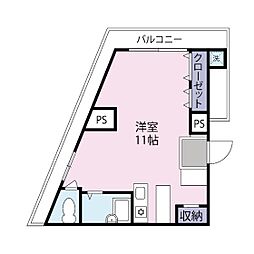 西村マンション ワンルームの間取図画像