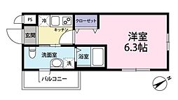 ヴィアレ赤迫 1Kの間取図画像
