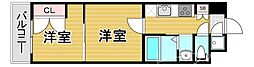 福岡市地下鉄箱崎線 貝塚駅 徒歩13分の賃貸マンション 12階2Kの間取り