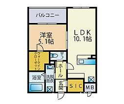 メゾンドリジェール 1LDKの間取図画像
