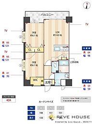 プロスペクト博多 2LDKの間取図画像