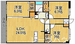 Aqualia平尾浄水 3LDKの間取図画像