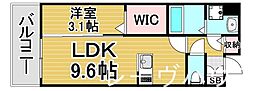 ルッシェ住吉 1LDKの間取図画像