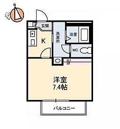 JR牟岐線 阿波富田駅 徒歩25分の賃貸アパート 1階1Kの間取り