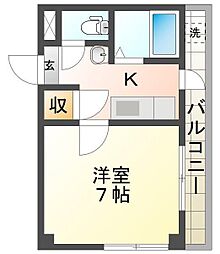 JR徳島線 佐古駅 徒歩10分の賃貸マンション 3階1Kの間取り