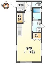 花ぽーと2 ワンルームの間取図画像