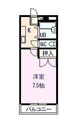 せせらぎハイツ 1Kの間取図画像