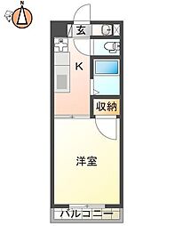 カリマハイツ 1Kの間取図画像