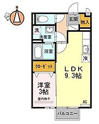 JR徳島線 蔵本駅 徒歩4分の賃貸アパート 2階1LDKの間取り