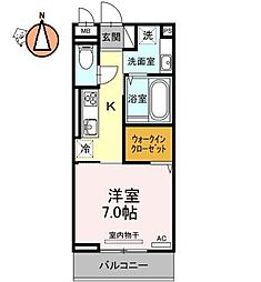 JR徳島線 蔵本駅 徒歩15分の賃貸アパート 2階1Kの間取り