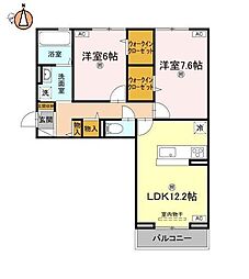 JR徳島線 徳島駅 3.7kmの賃貸アパート 2階2LDKの間取り