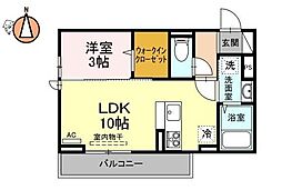 JR徳島線 鮎喰駅 徒歩12分の賃貸アパート 3階1LDKの間取り