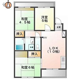 桑村マンション 3LDKの間取図画像