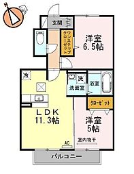 JR牟岐線 阿波富田駅 4kmの賃貸アパート 1階2LDKの間取り