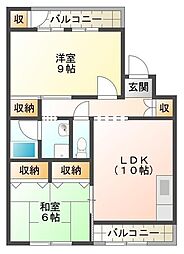 JR徳島線 佐古駅 徒歩8分の賃貸マンション 4階2LDKの間取り