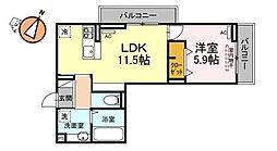 JR徳島線 佐古駅 徒歩20分の賃貸アパート 3階1LDKの間取り
