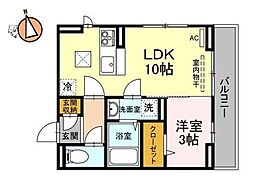 JR徳島線 鮎喰駅 徒歩12分の賃貸アパート 2階1LDKの間取り