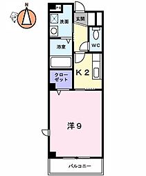エスポアールらん 1Kの間取図画像