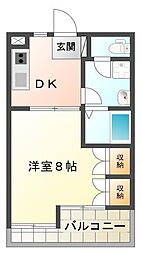ソレイユ1番館 1DKの間取図画像