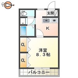 CASA南昭和 1DKの間取図画像