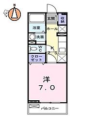 ベルメゾン法花 1Kの間取図画像