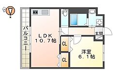 Bright川内 1LDKの間取図画像