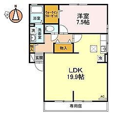 コーポのぞみB 1LDKの間取図画像