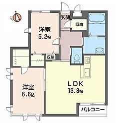 シャーメゾンガーデン福島B 2LDKの間取図画像