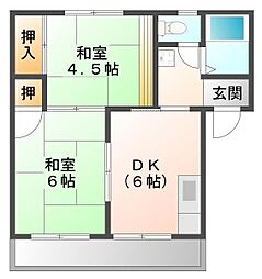 コーポ若葉 2DKの間取図画像