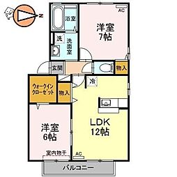リヴェールC 2LDKの間取図画像