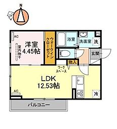 アンベリール 1LDKの間取図画像