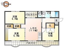 グランデ南佐古 3LDKの間取図画像