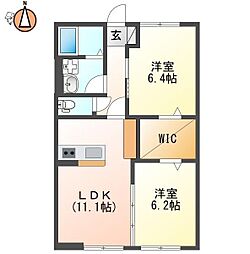 ベルティルミナス 2LDKの間取図画像