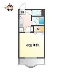 コスモハイム2 1Kの間取図画像