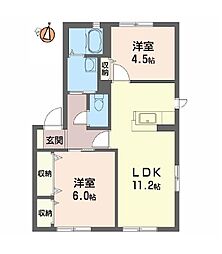 ハミングタウン6 2LDKの間取図画像